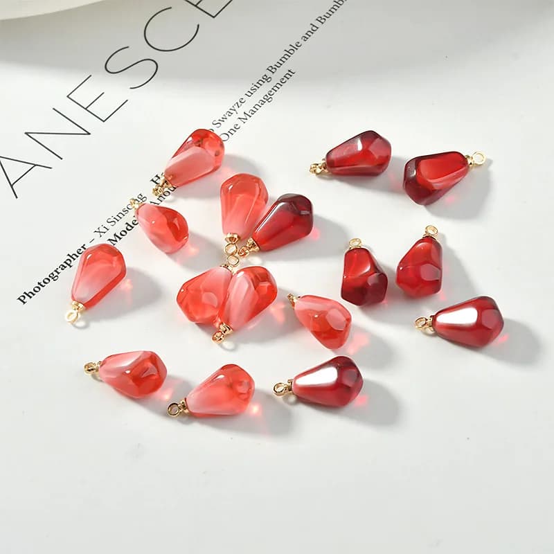 5 pendants with pomegranate seeds, fun fruit resin pendants to make diy bracelets, necklaces, earrings, handmade accessories