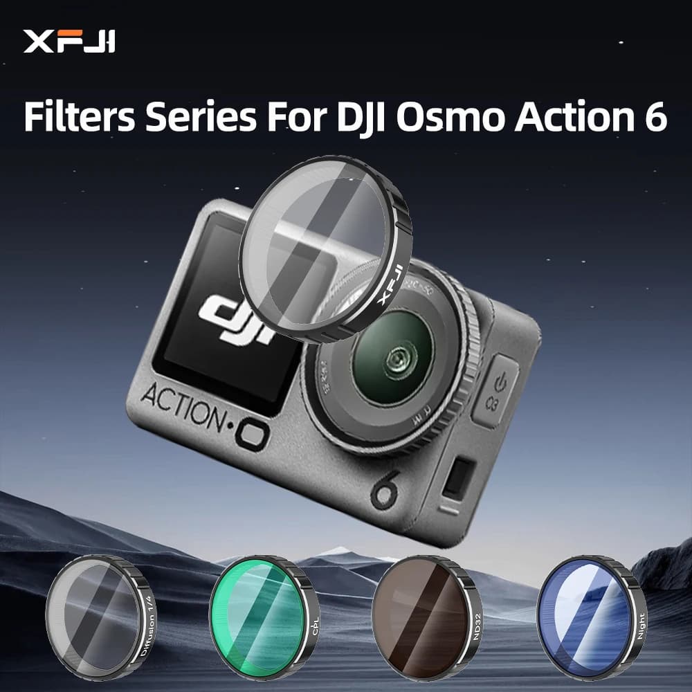 XFJI CPL ND8 ND16 ND32 ND64 Diffusione UV 1/4 Set di filtri per lenti a sgancio rapido Telaio per DJI OSMO Action 6 Accessori per action camera