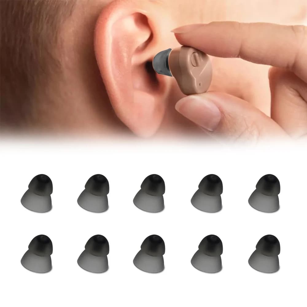 10x Closed Fit Hearing Aid Domes Earplug Silicone Double Layer Anti Static Eartips Replacement Hearing Aid Accessories 8/10/12mm