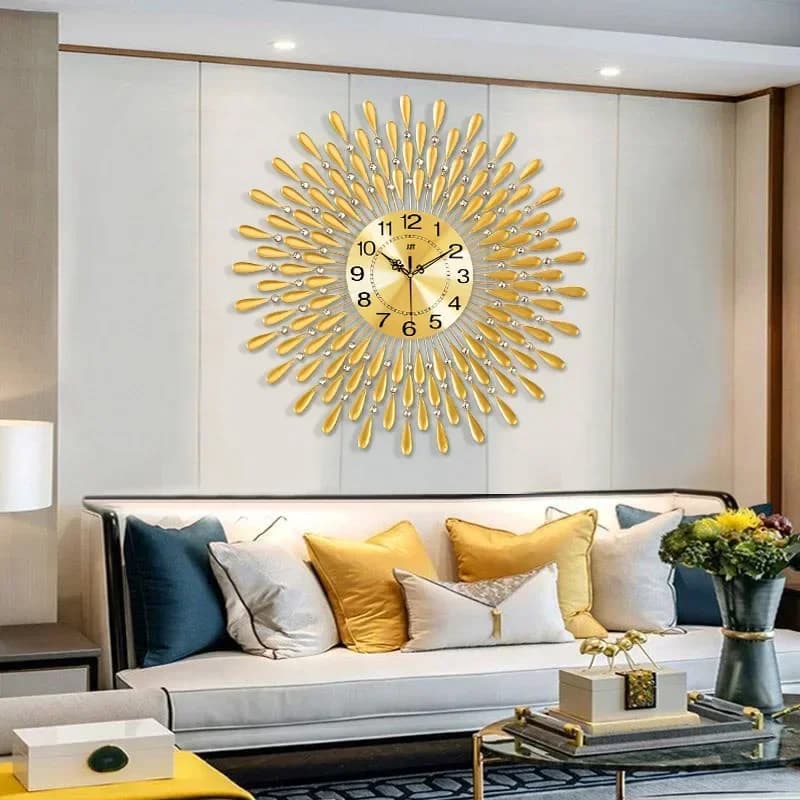 Orologio da parete silenzioso in stile moderno Crystal Sun 38X38 cm, 2020 Nuovo prodotto Soggiorno Ufficio Decorazione della parete di casa