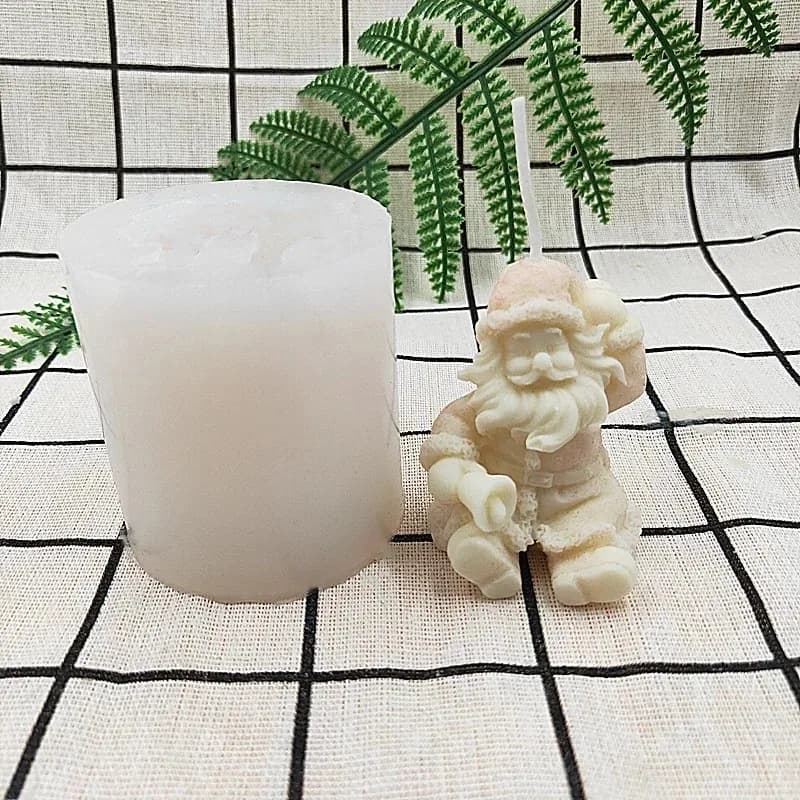 christmas santa claus silicone candle mold diy gypsum soap resin ice mould candle making tool small bell christmas decor gift