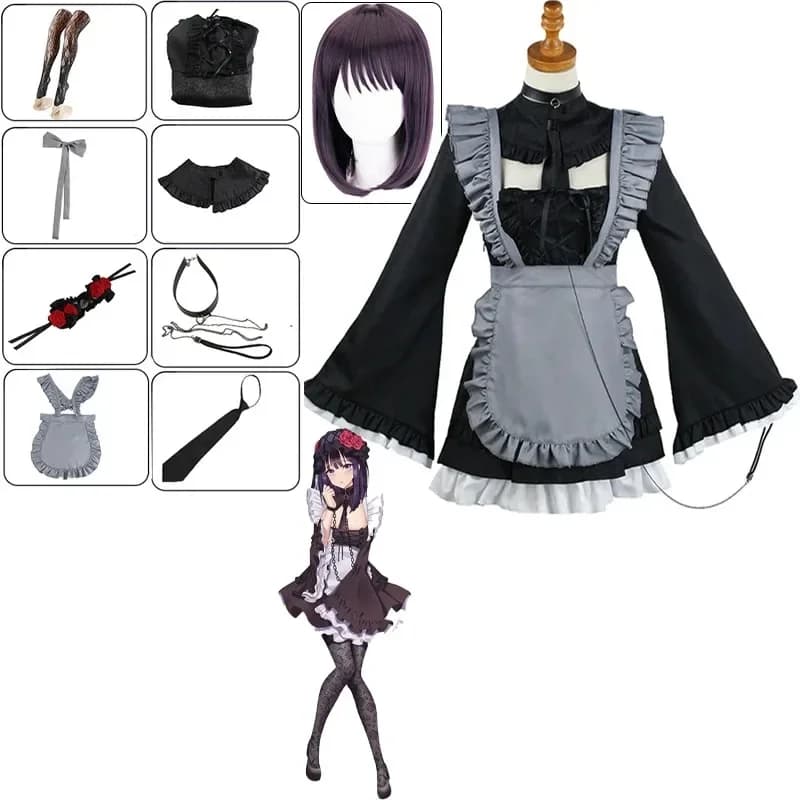 Costume da Cosplay, Set Parrucca e Abito da Cameriera, Uniforme Lolita, Regalo per Carnevale
