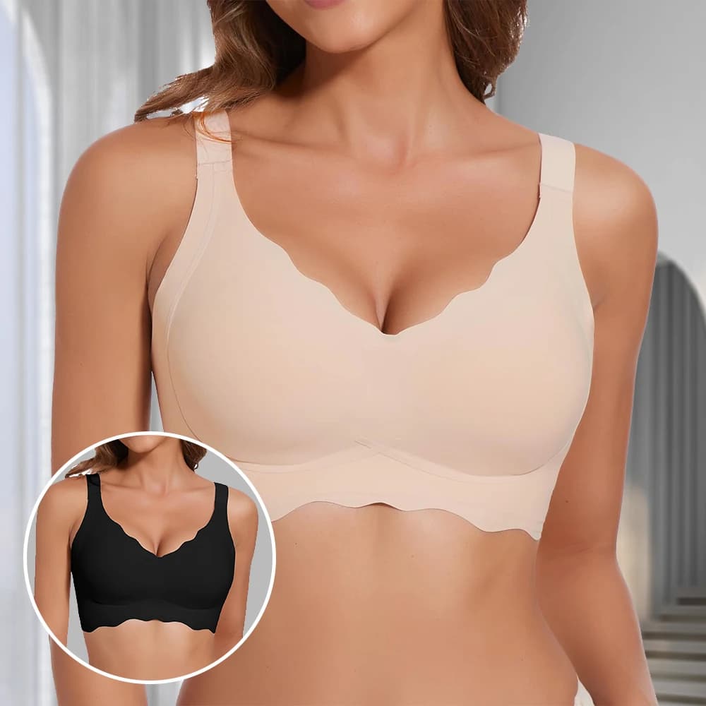 Reggiseni ondulati wireless senza cuciture da donna, copertura totale, push up, senza ferretto, di supporto per tutti i giorni