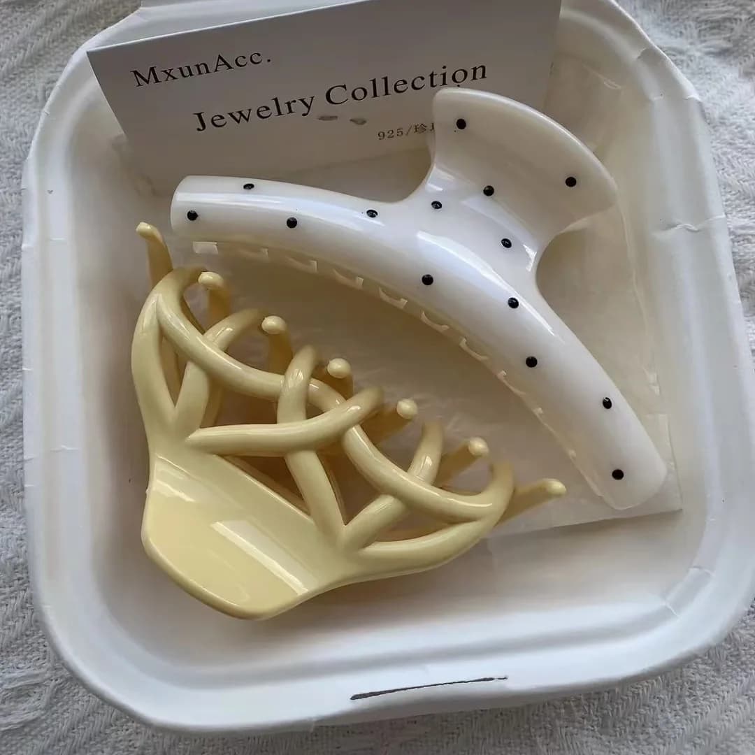 2 pezzi coreano a pois arco triangolo geometrico intrecciato artiglio dei capelli clip da donna grande coda di cavallo titolare squalo morsetto accessori per capelli