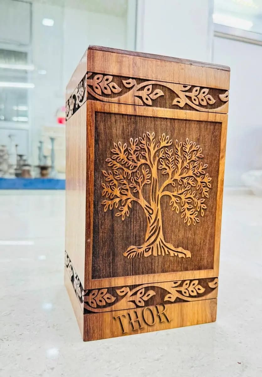 Urne Cinerarie per Ceneri Umane, Urne in Legno con Albero della Vita per Adulti, Uomini, Donne, Bambini, Animali Domestici, Cani e Gatti