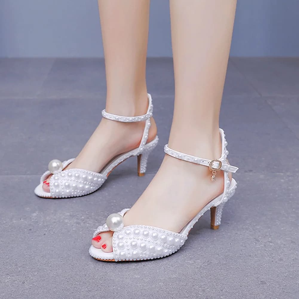Sandali con tacco alto e cinturino alla caviglia da donna, con punta aperta e tacco a spillo, perfetti per feste, serate, matrimoni e occasioni speciali.