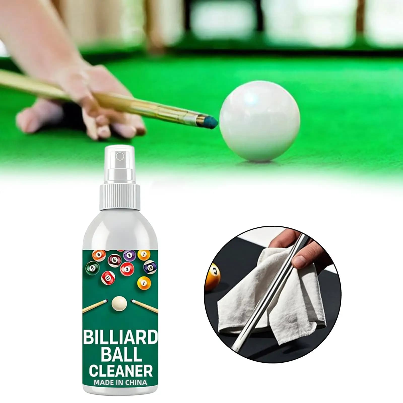 Spray detergente e lucidante per biliardo, accessori per la pulizia profonda delle palle e per la manutenzione delle stecche