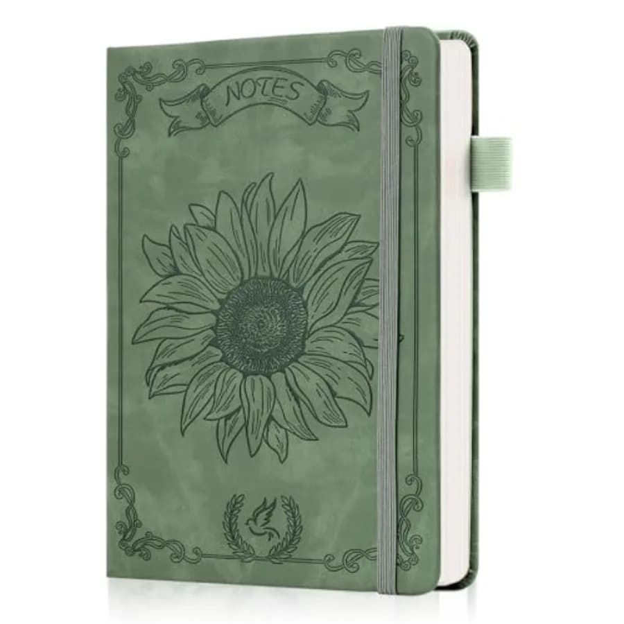 Sunflower Journal for Girls Women Journals for Writing 100GSM College Ruled A5 Leather Notebook for Girls Ages 8-12 Flower Diar