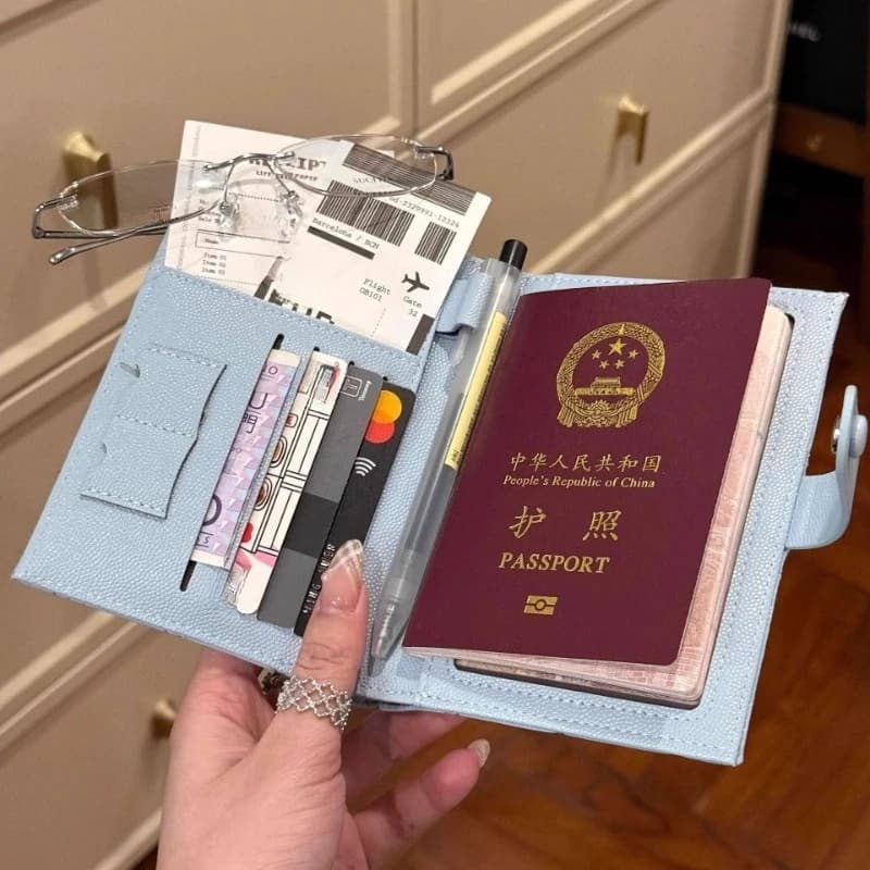 Custodia per passaporto in pelle Custodia multifunzionale per carte di credito da viaggio Portafoglio per passaporto carino per donna Copertina per passaporto Hasp