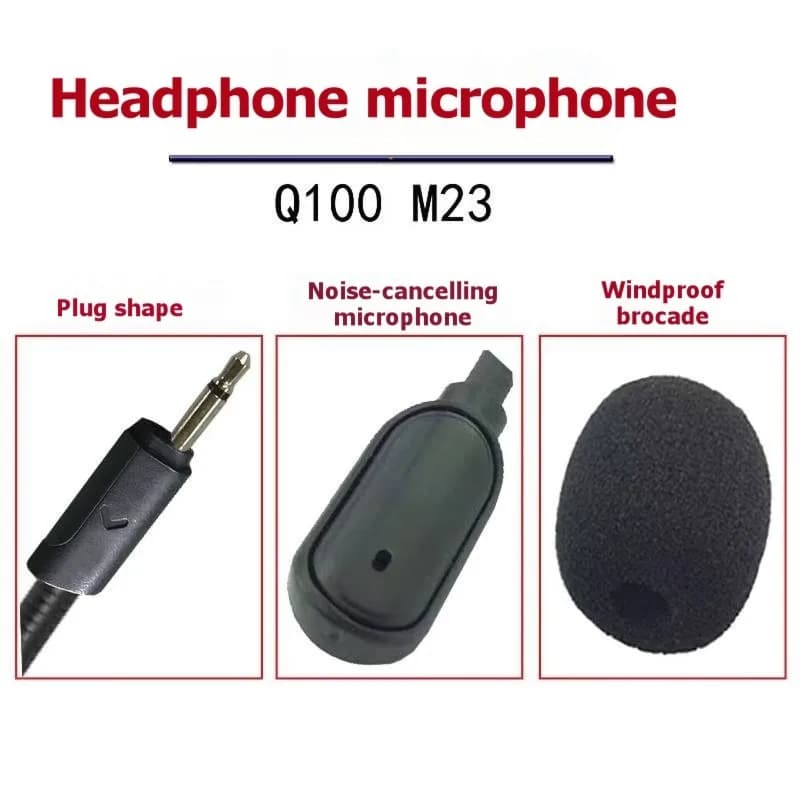 Microphone with noise cancelling for Q100 Q350 Q360 Q400 gaming headphones, spare detachable microphone with 3.5 mm rod