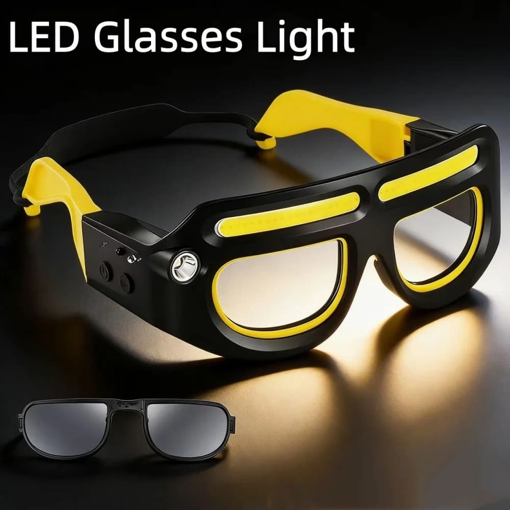 Occhiali con Lampada Frontale LED Ricaricabile USB, Sensore di Movimento, Occhiali di Sicurezza, Luce da Lavoro per Pesca, Campeggio, Corsa Notturna, Riparazioni