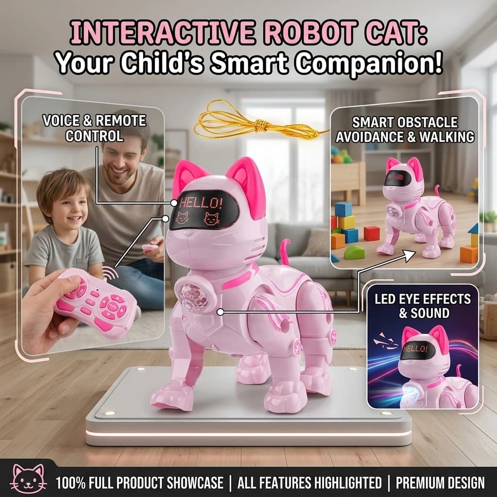 Smart Robot Cat Toy Programmable Intelligent Voice Control Stunt Cat Educational Interactive Pet Toy for Kids Girls