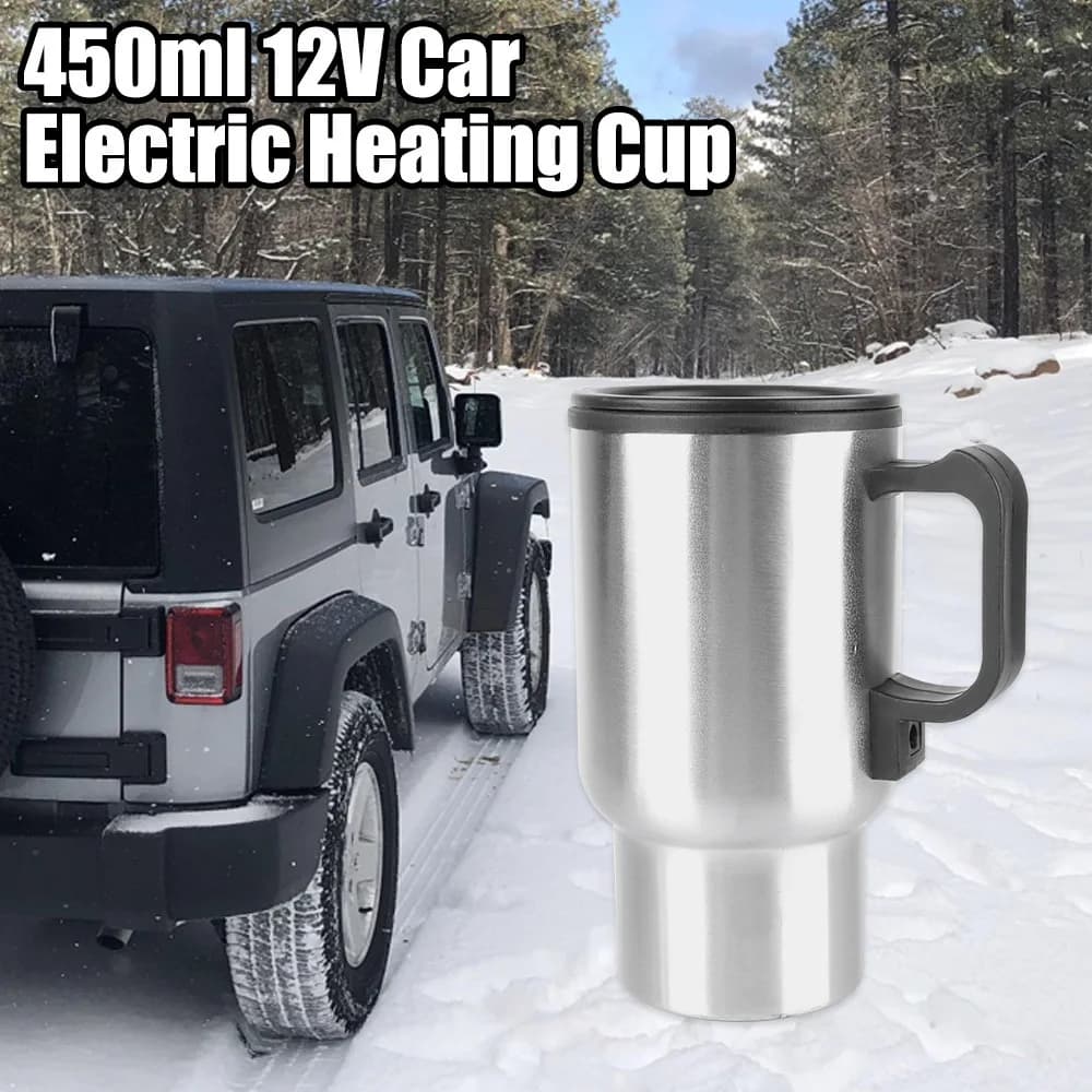 Electric Heating Electric kettle self-heating cup for stainless steel vehicle travel kettle 12V 450ml thermal cup for coffee and milk