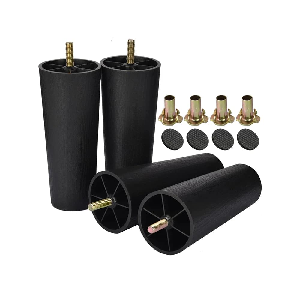 Gambe per mobili in plastica, sostituzione moderna rotonda conica da 4 pezzi con filettatura M8 (7,8 mm) per divano, supporto TV, mobile ottomano