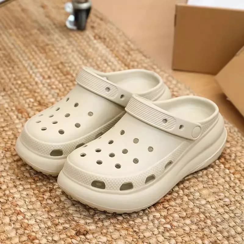 Puff Cave Shoes for Women's Summer New Thick Bottom EVA Casual Outerwear Sandals, Height Increasing Beach Shoes