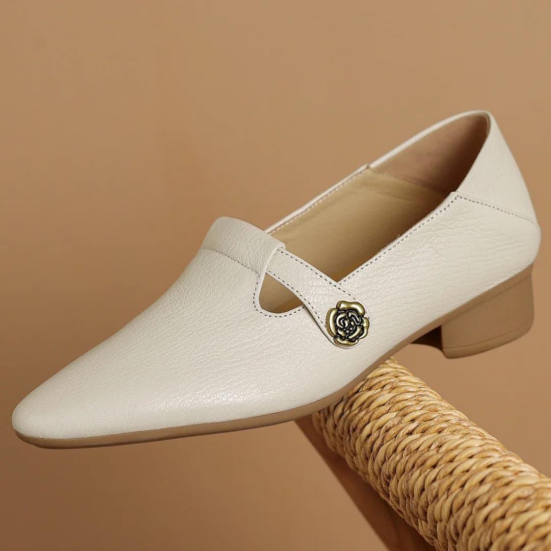 Danxuefei 2025 primavera nuovo plus size 34-41 donna pelle di pecora punta a punta fibbia in metallo slip-on appartamenti 3 cm di spessore tacco basso scarpe sottili