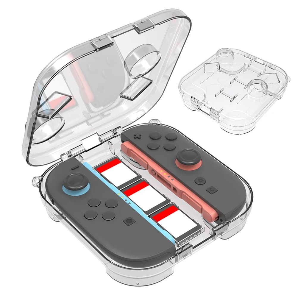 Scatola di Conservazione Trasparente con Slot per Schede di Gioco Custodia Protettiva Chiara in PC per Nintendo Switch2 Joy-Con