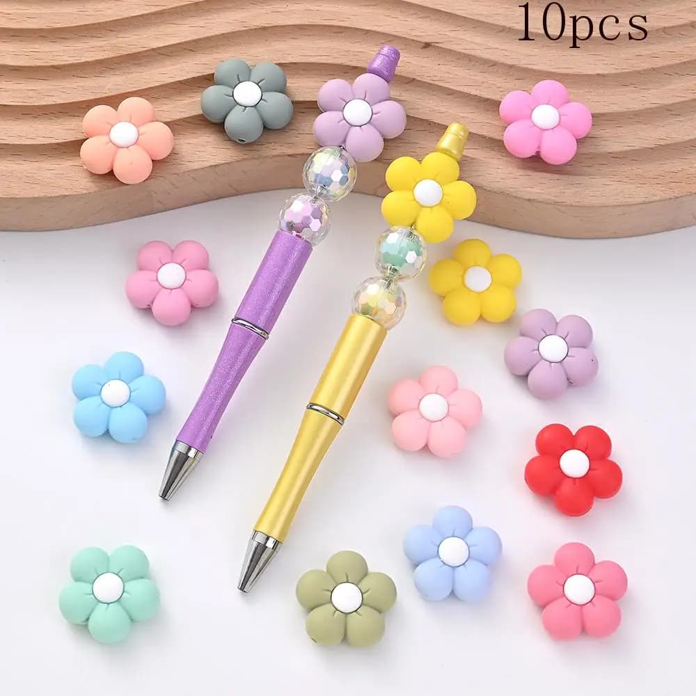 10 pezzi di perline in silicone a forma di fiore perline distanziatrici focale per la creazione di gioielli portachiavi collana braccialetto accessori fatti a mano fai da te