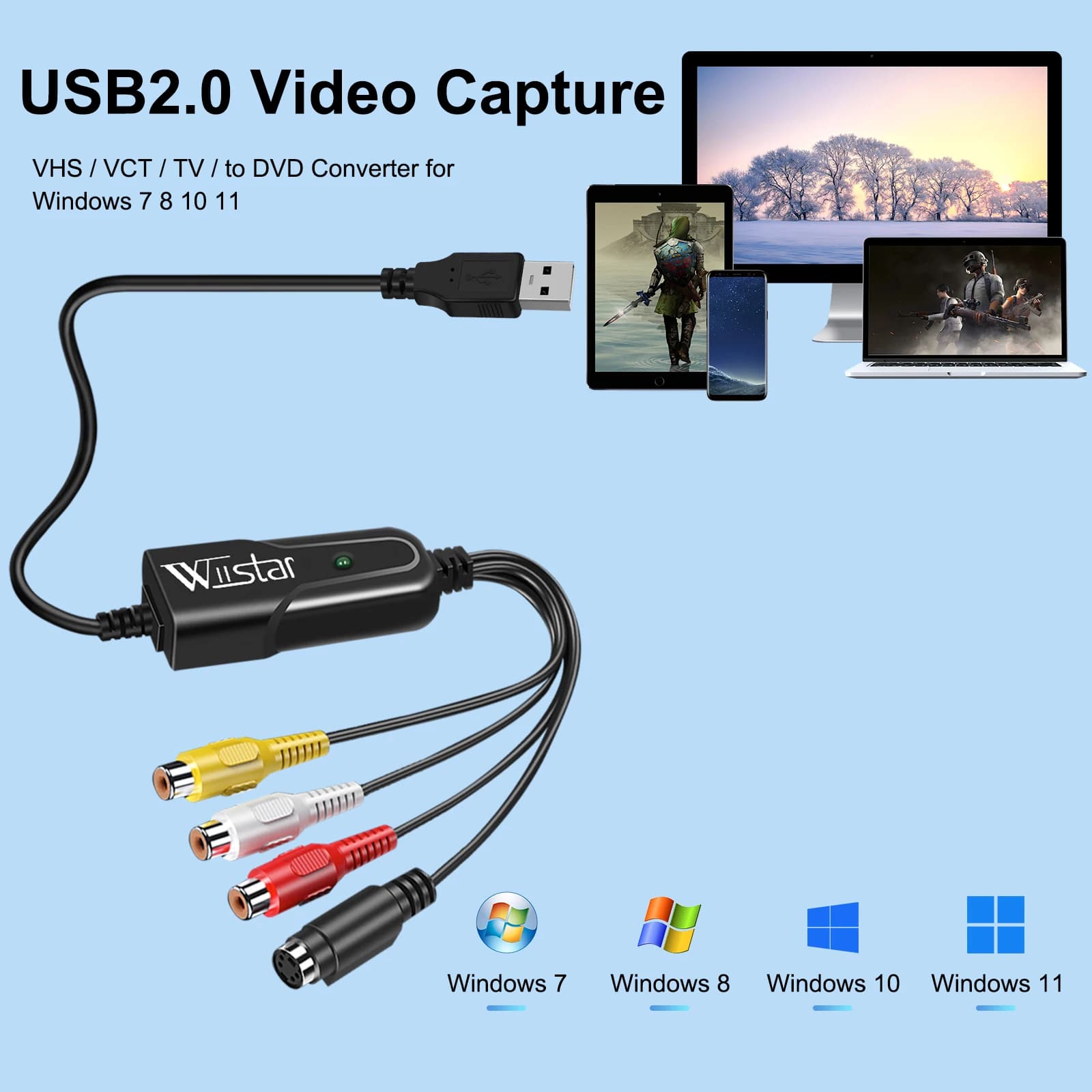 Scheda di acquisizione Video CVBS/AV/Svideo USB 2.0 AV/S-Video a dispositivo scheda di acquisizione USB per fotocamere DVD VHS compatibile Windows 7/8/10