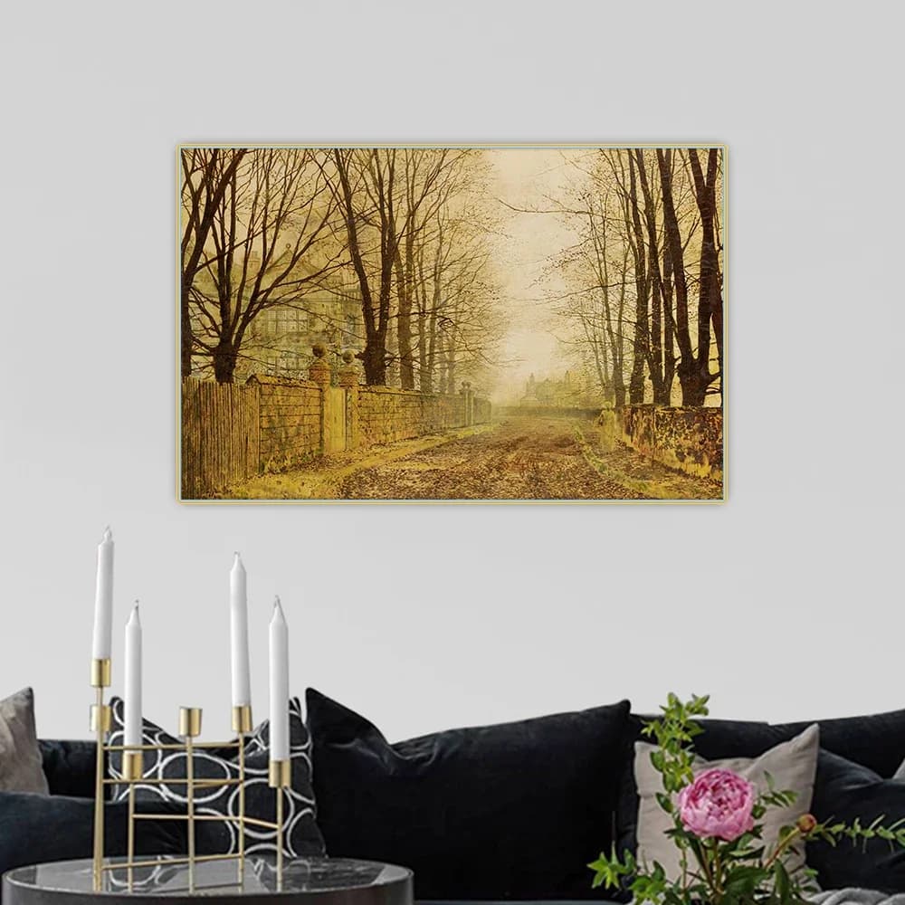 John Atkinson Grimshaw " Golden Eve " Canvas Oil Painting Famous Art Poster Picture Backdrop Wall Hanging Decor Home Decoration