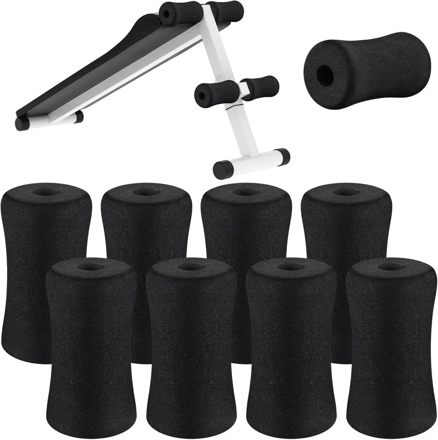 Rulli in schiuma per attrezzature da palestra, copertura tubolare morbida, nera, 5,1" x 2,75" x 0,87", confezione da 4
