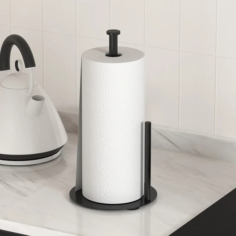 Portarotolo da cucina con base pesante - Organizzatore da piano di lavoro resistente, design salvaspazio per asciugamani di carta, articoli da cucina