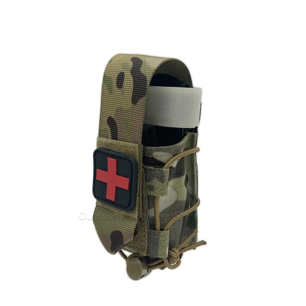 Porta Tourniquet MOLLE, Porta IFAK, Porta TQ, Custodia Medica Tattica, Kit di Pronto Soccorso, Patch a Croce/Corda Elastica EMT EMS