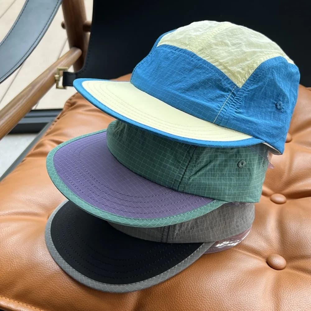 Waterproof baseball cap with Japanese style joints Adjustable snapback caps with 5 panels Fast drying thin sun cap unisex