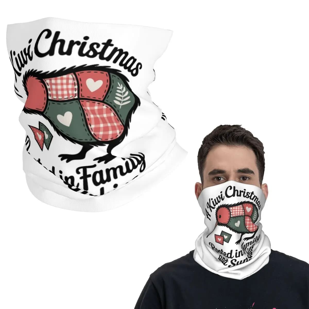 Patchwork Kiwi Silhouette - Bandana natalizia Kiwi con stampa, sciarpa avvolgente, calda maschera per il viso, sport all'aria aperta per uomo e donna