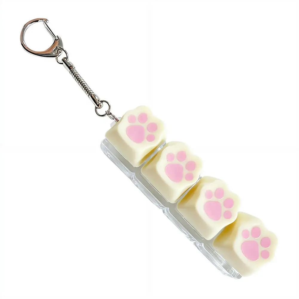 Portachiavi Tastiera a 4 Tasti a Forma di Zampa di Gatto, Giocattolo Antistress, Tester per Switch Meccanici, Regalo per Amici, Bambini, Decorazione per Borsa