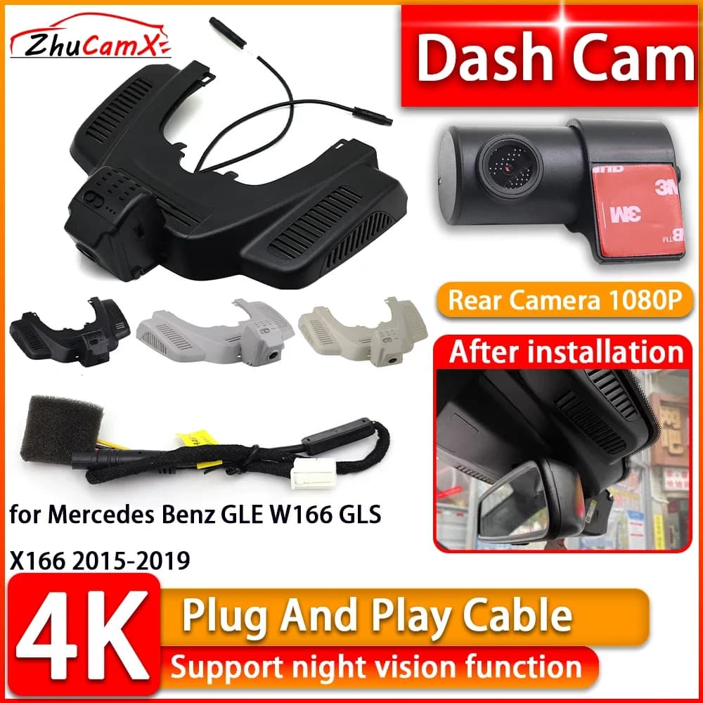 Telecamera DVR anteriore e posteriore per Mercedes Benz GLE W166 GLS X166 2015-2019, Plug and Play, videoregistratore con visione notturna, Wi-Fi, Dash Cam 4K