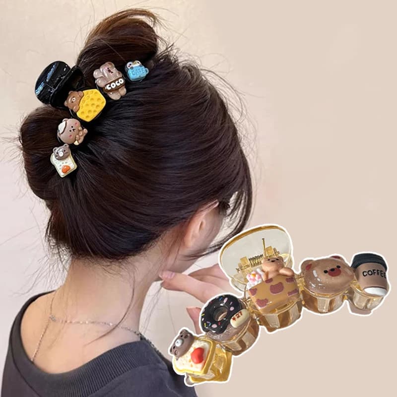 New cute cartoon biscuits claw for hair bow for women girls creative hair decorating hair clip tail shark fork hair accessories