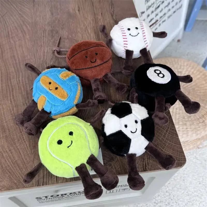 Portachiavi Peluche Kawaii a Forma di Palla Sportiva, Portamonete, Pallone da Calcio, Basket, Tennis, Baseball, Giocattolo Imbottito, Decorazione per Borsa, Regalo di Compleanno per Ragazze