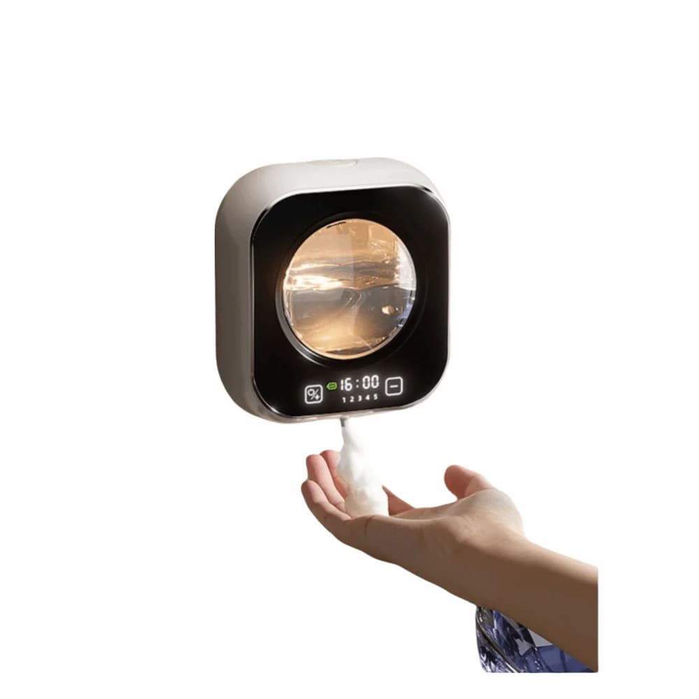 Dispenser Automatico di Schiuma 320ml con Display LED, Ricaricabile, Montaggio a Parete, Dispenser di Sapone Liquido INS per Cucina