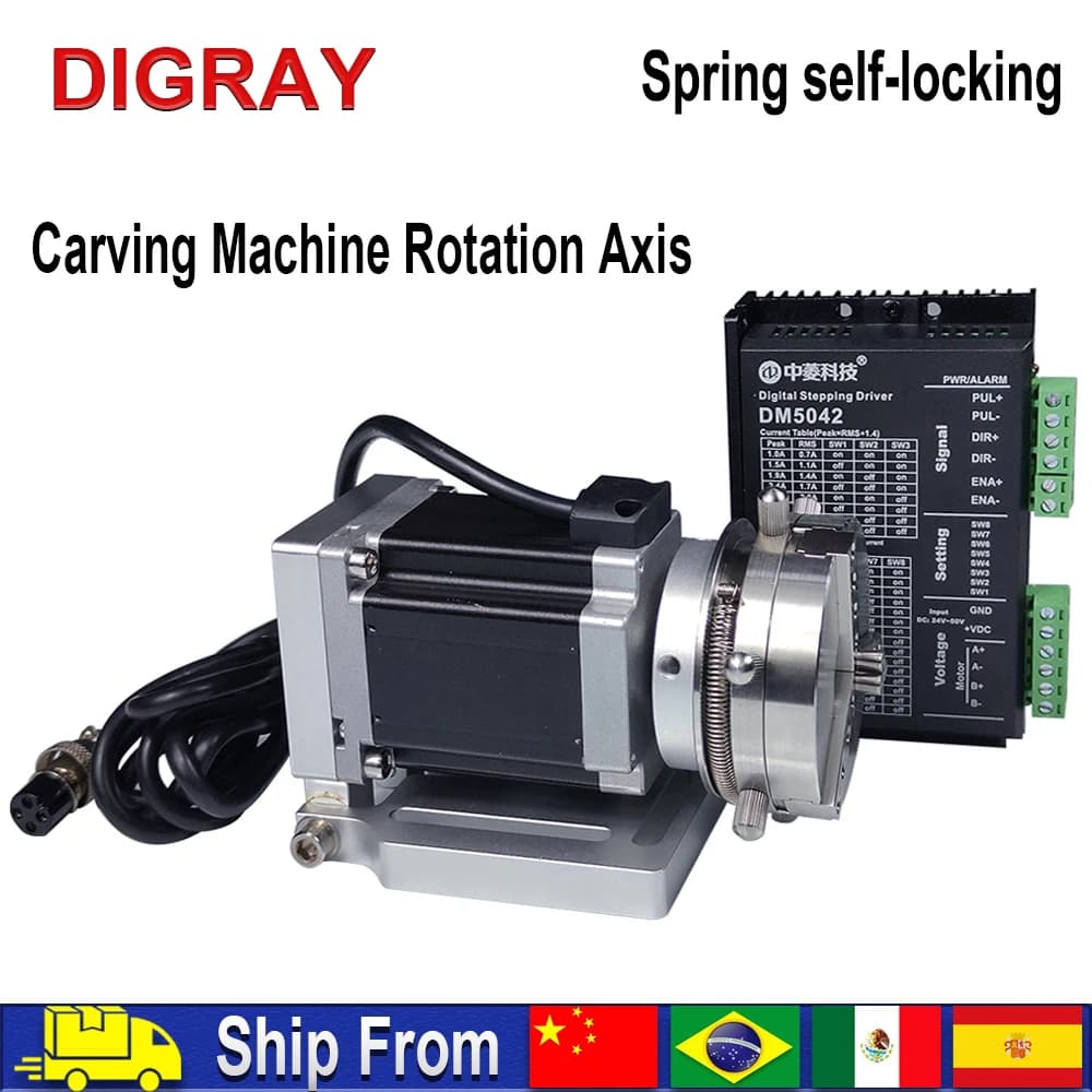 DIGRAY D69 CNC Router Marking Machine Laser Rotating Axis Spindle For Ring Bracelet Jewelry Incision Auto Lock Rotating Attack