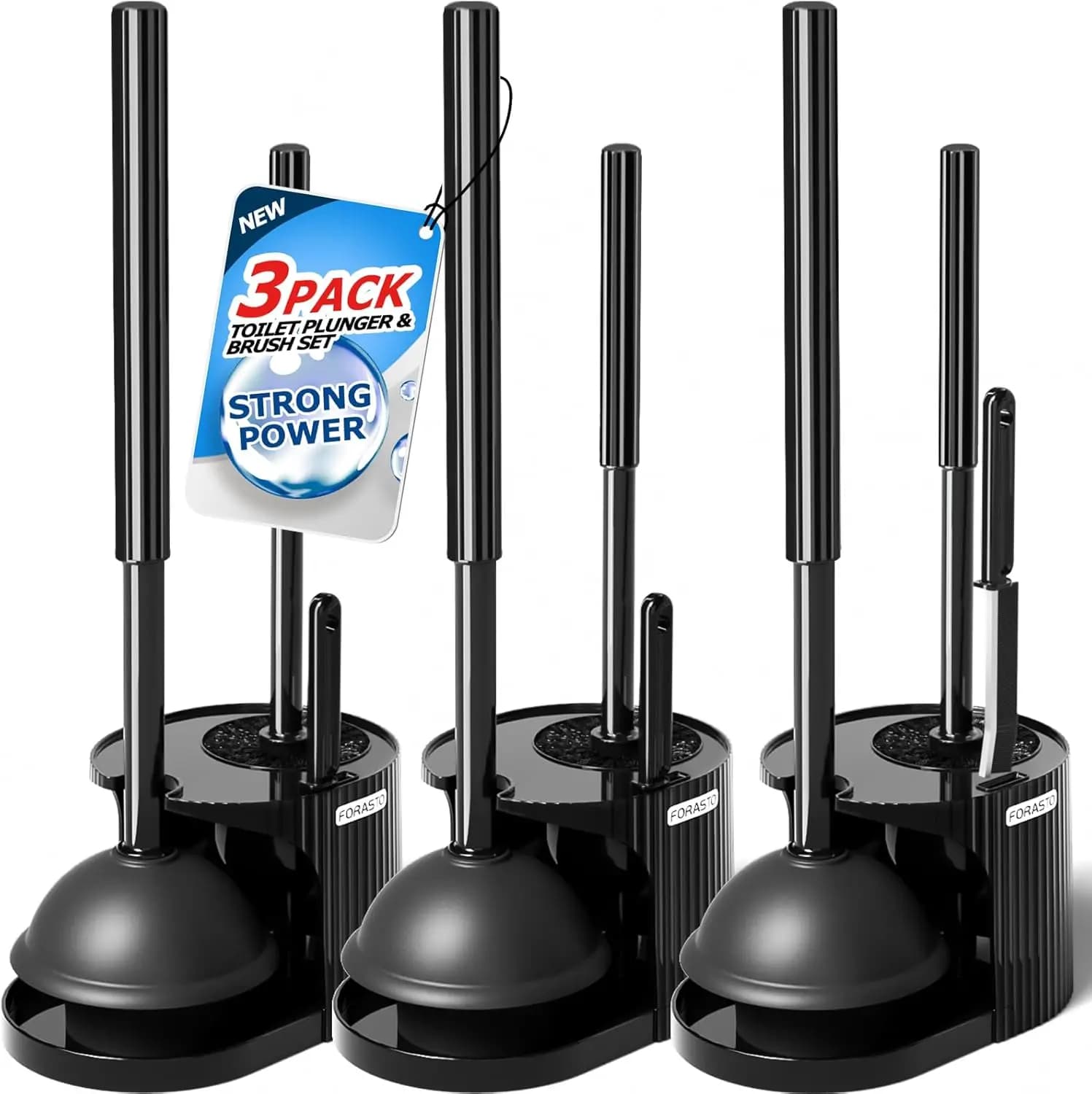 Set 3-in-1 Spazzola WC e Sturalavandini con Pulizia Fessure, Kit 3 Pezzi Strumenti per la Pulizia del Bagno per una Pulizia Efficiente