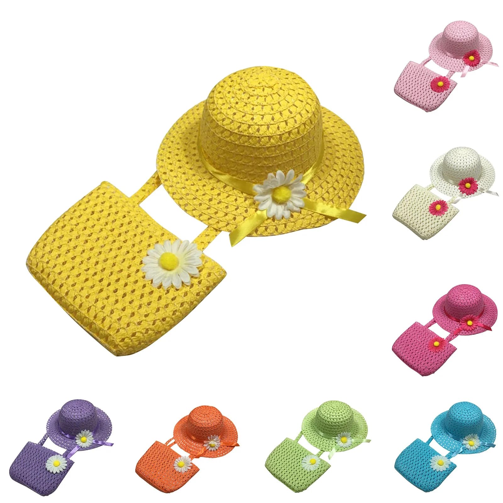 Fashion Paglia Hat for Girl, Protective Sun Hat for Children, Summer Princess Hat with Laptop Bag