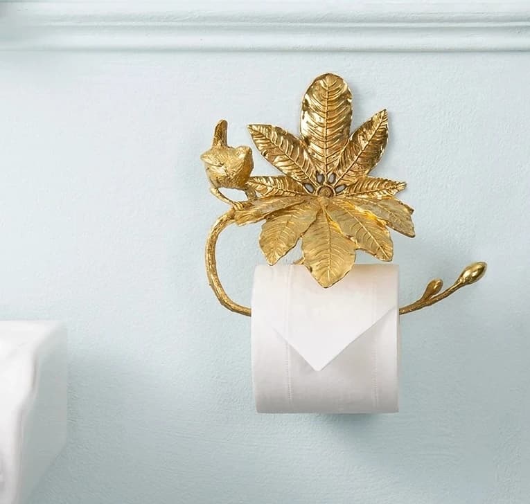 Copper Leaf Metal Wall Napkin Holder Toilet Paper Towel Storage Rack
