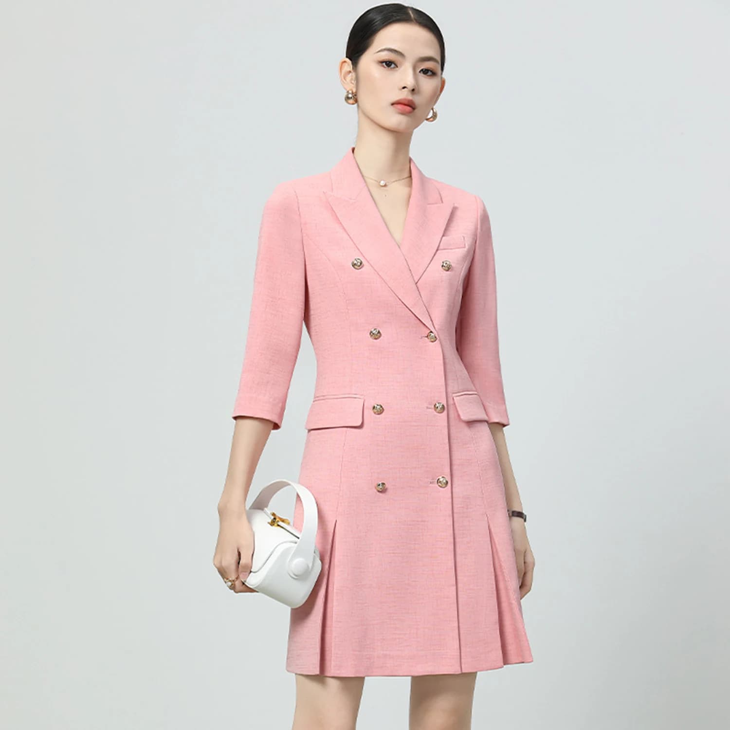 Allingentle Giacca Lunga e Gonna Rosa da Donna per Outfit Casual da Ufficio Personalizzabile
