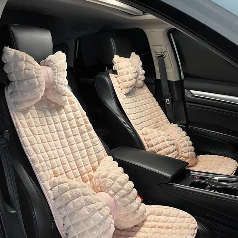 Poggiatesta per auto invernale in pelo di coniglio, comfort per auto, cuscino caldo per il collo, poggiatesta creativo, supporto lombare, forniture automatiche