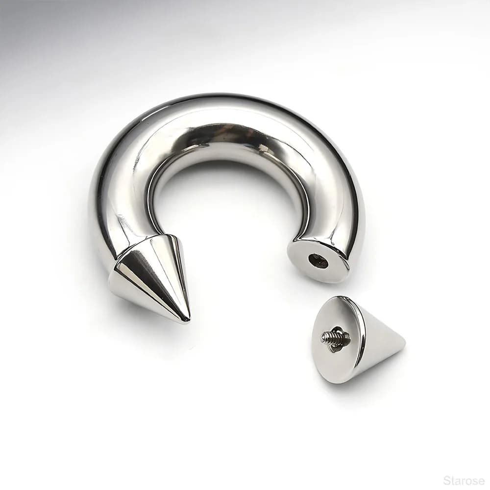 1Pc Calibro di Grandi Dimensioni 12G-00G 10mm A Punte In Acciaio Inox A Ferro di Cavallo Anello Naso Cerchio Setto Penetrante Cono Helix Piercing Lobo Orecchini