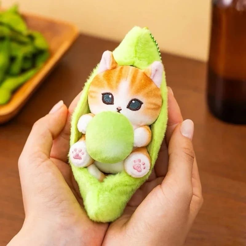 Kawaii Mofusand Shark Cat Beer Pea Plush Cartoon Toys Backpack Pendant Keychain Stuffed Doll Decoration Birthday Gifts