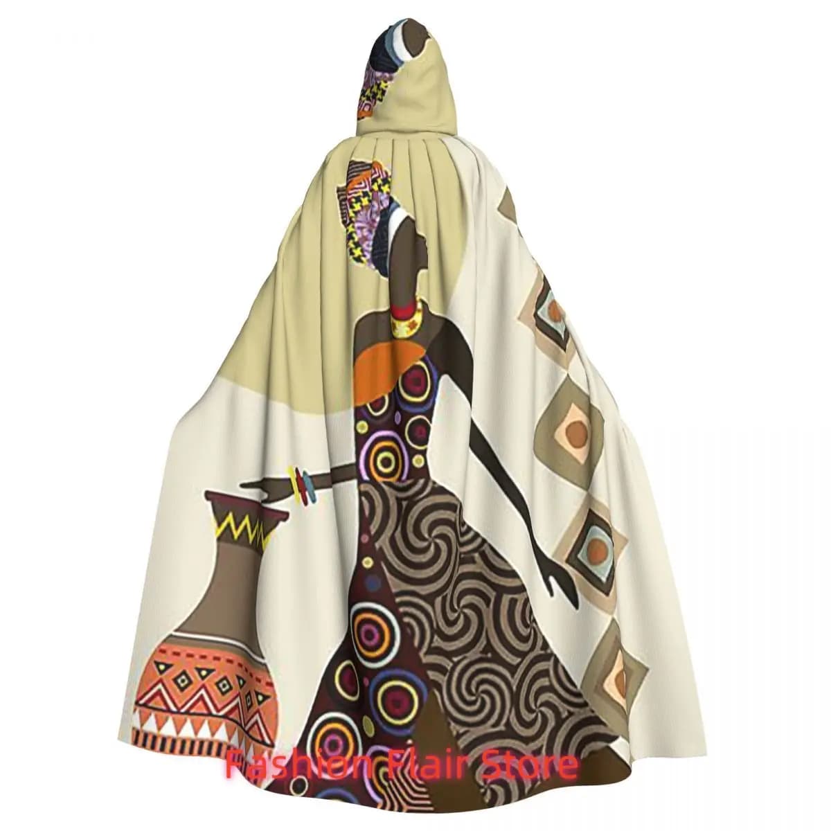 Afrocentric Chic Long Hooded Cloak Witch Medieval Costume Cosplay Cape HalloweenCoat Adult Unisex