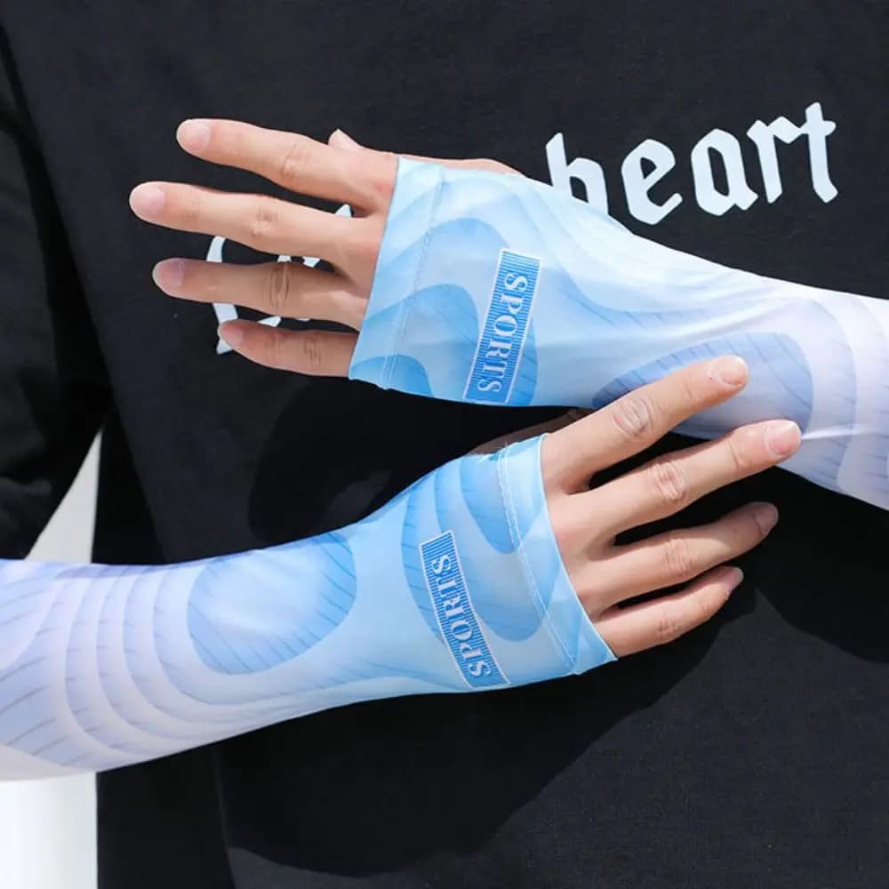 Simple Ice Silk Sunscreen Mask Scarf Bandana Arm Cover Mask Set Sleeve Cover Anti-UV Hanging Ear Face Cover Male/Female