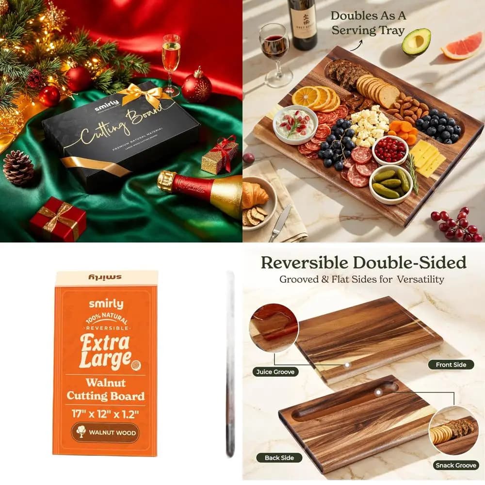 17 Walnut hardwood cutter, thickness 1.2, extra large, with deep groove for juices for durable and easy to clean use