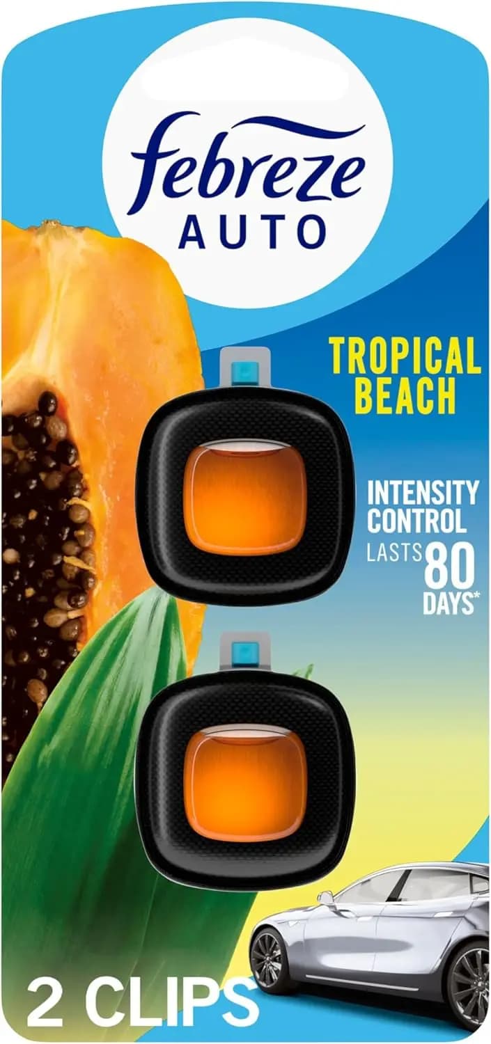 Deodorante per Auto, Clip per Bocchette di Ventilazione, Accessori Profumati per Auto, Lunga Durata, Fragranza Spiaggia Tropicale, Confezione da 2