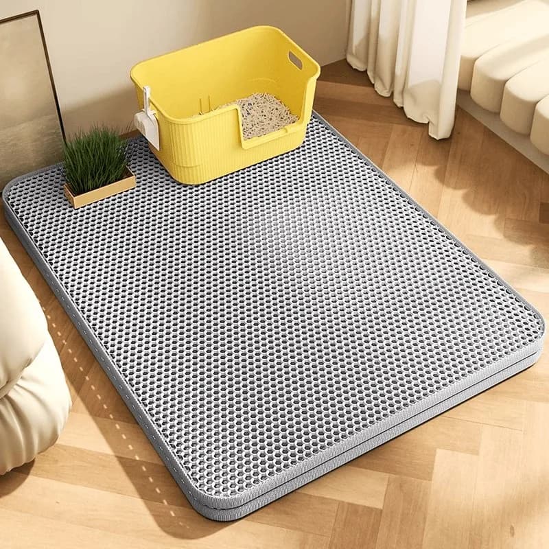 Tappetino per Lettiera Gatti Extra Large, Resistente e Impermeabile, a 2 Strati, Antiscivolo, Lavabile, Protezione per Pavimento, Contenitore Sabbia