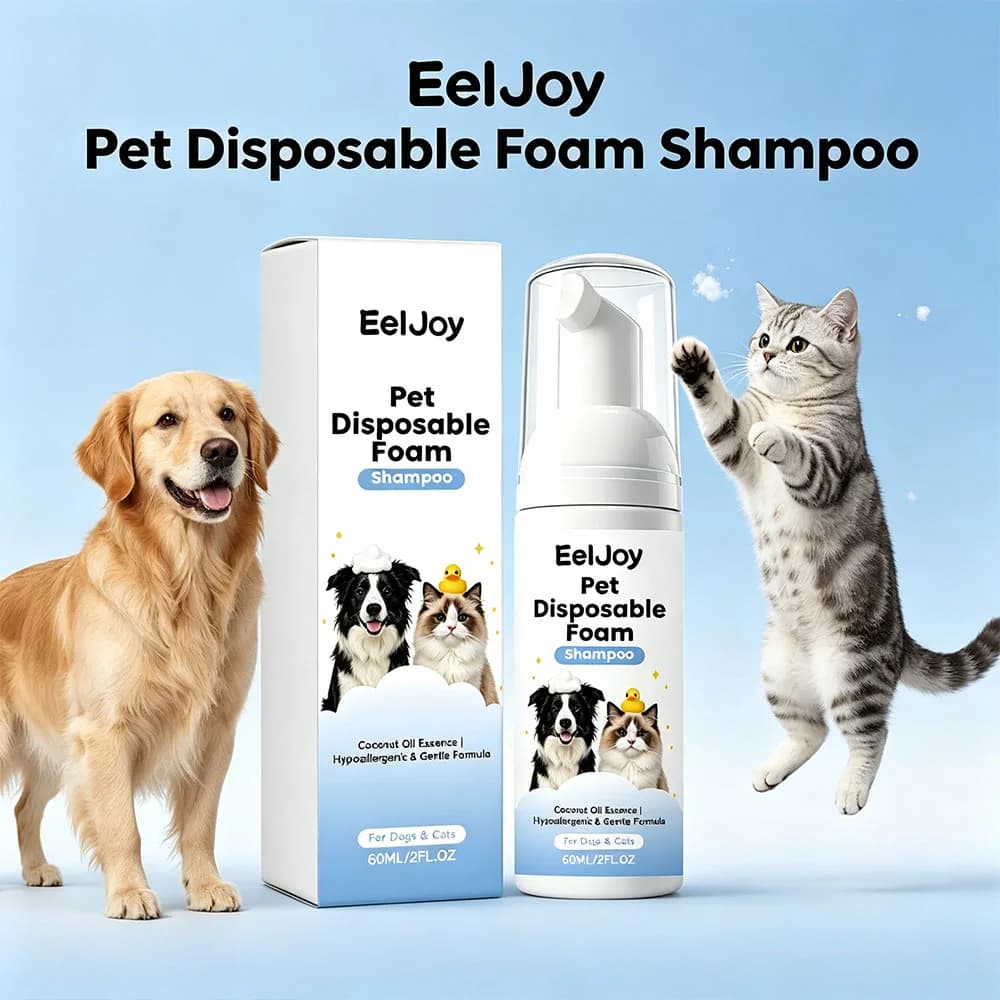 Portable 60ml Pet Waterless Foam DryWash Mousse Mild Aloe Coconut Oil Cleanser for Dog Cat Paw Face Travel Winter Quick Cleaning
