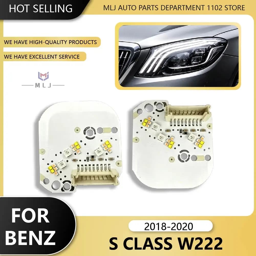 For Mercedes-Benz S CLASS W222 2018 2019 2020 Headlight Module LED Light Source Chip White Angel Eye Board Light Plate Angel Eye