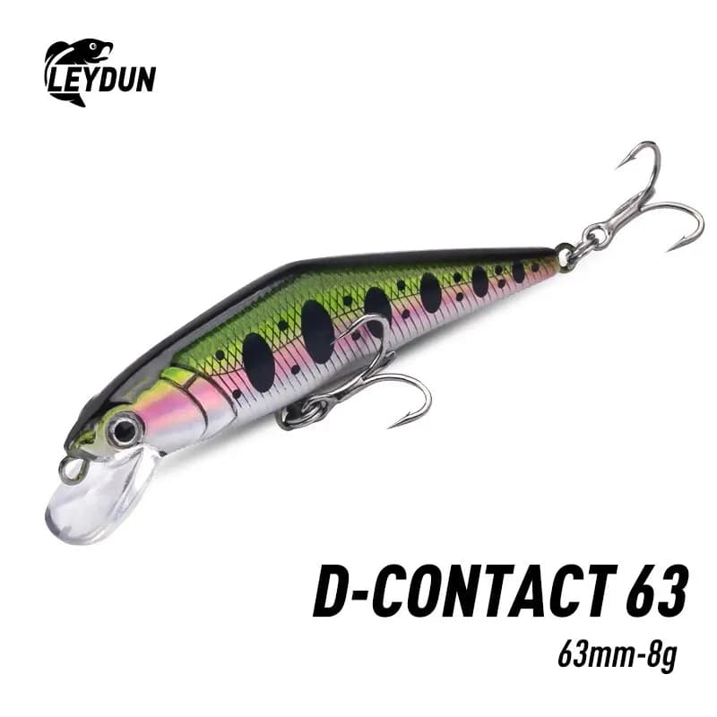 LEYDUN Giappone Pesca Stream Richiamo di Pesca 63mm 8g Affondamento Minnow Peche Esca Dura Artificiale Persico Spigola Luccio Salmone Trota richiamo